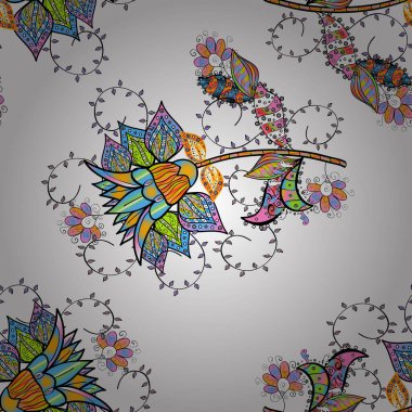 Küçük çiçekte hoş bir çiçek deseni var. Siyah, beyaz ve mavi renkli, parlak çiçekli, soyut, pürüzsüz desen. Çiçek elementli zarif vektör dokusu.