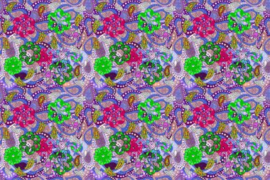 Beautiful fabric pattern. Raster illustration. Cute seamless floral print with spring flowers.
