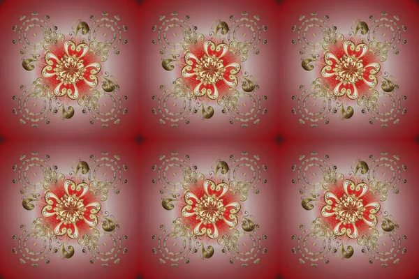 Бесшовный Узор Розовых Нейтральных Цветах Золотыми Элементами Классический Растровый Золотой — стоковое фото