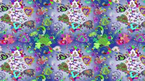 Bewegingsbeelden Achtergrond Met Kleurrijke Elementen Bloemen Traditioneel Vlaggenstijl — Stockvideo