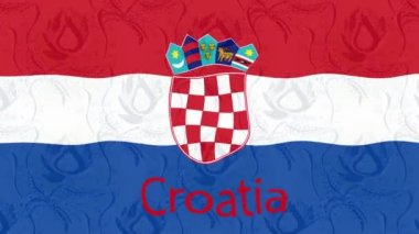Renkli bayraklı hareketli arka plan görüntüleri. Hırvatistan bayrağı.