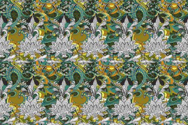 Tekstil, tebrik kartı, boyama kitabı, telefon kılıfı baskısı için kullanılabilir. Etnik Mandala süsü. Raster Henna dövme stili. Hint çiçekli desenli şal desenli..