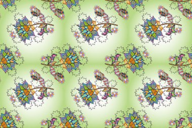 Siyah, nötr ve bej renklere karalamalar çizilmiş kusursuz çiçek desenleri. Raster illüstrasyonu.