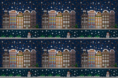 Raster resim. Noel ve mutlu yeni yıl tebrik kartı. Tatil Raster illüstrasyon.