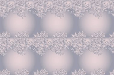 Renkli Bahar Temalı Kusursuz Arkaplan. Tarafsız ve gri renklerde çiçekler. Düz Çiçek Elementleri Tasarımı. Raster illüstrasyonunda kusursuz çiçek deseni.