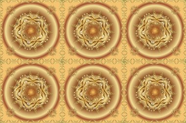 Raster illüstrasyonu. Kusursuz soyut bir arkaplan. Oriental raster klasik sarı, kahverengi, bej ve altın desenli.