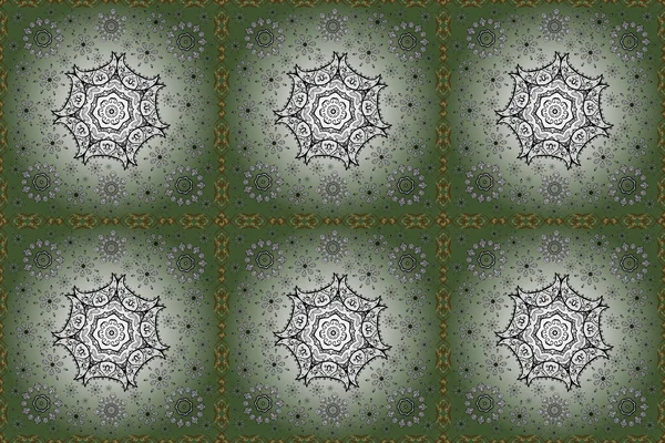 Raster Mandala Colored Ornament Pattern Neutral Green White Colors — Stock Photo, Image