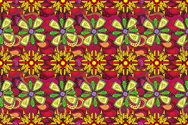 Цветная Весна Тема Бесшовный Узор Фон Плоский Цветочный Дизайн Цветочный — стоковое фото