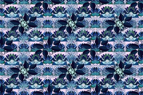 Tropische Blumen Hemd Nahtlose Hintergrundmuster Blüten Neutralen Blauen Und Grauen — Stockfoto