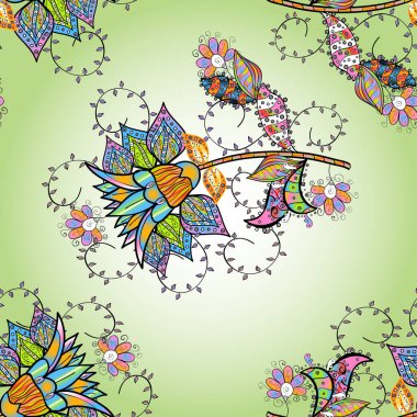 Vektör çizimi. Siyah, nötr ve bej renklere karalamalar çizilmiş kusursuz çiçek deseni.