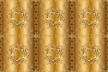 Raster illüstrasyonu. Bej, sarı ve kahverengi renkli desenler. Tasarım, kına, Mehndi ve dövme için kusursuz vintage elementler. Etnik doğu tarzında dekoratif desen.