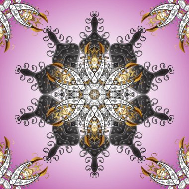 Beyaz, nötr ve gri renklerde klasik barok mandala süsü. Dekoratif tasarım unsuru filigran hat sanatı. Retro desenli antika akanthus.