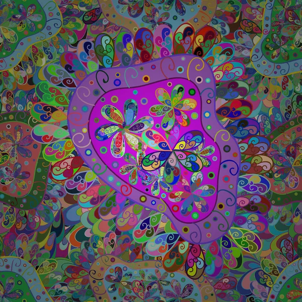 Цветочный Бесшовный Фон Цветочный Вектор Печати Футболки Цветы Зеленого Синего — стоковый вектор