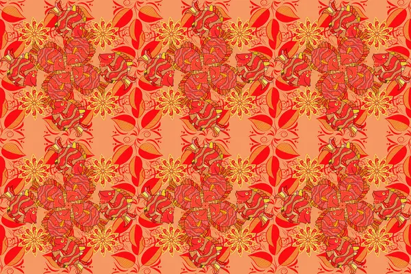 Raster design. Embroidery sea life, sea, corals, clown fish, tropical fishes seamless pattern. Classical embroidery tropical sea, wave, fishes, corals, seamless fashion pattern. Fashionable clothes.