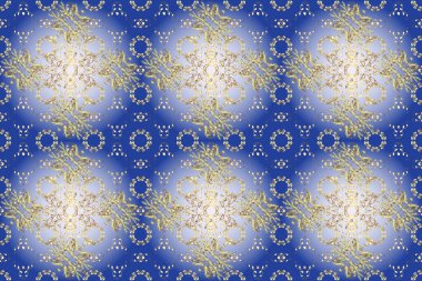 Barok tarzında kusursuz bir doğulu süsü. Gri, mavi ve altın elementli nötr renkler üzerine geleneksel klasik altın raster deseni.