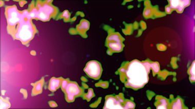 El çizimi çiçek elementleriyle soyut ışıltı deseni. Nazik, kahverengi, siyah ve mor renkte.