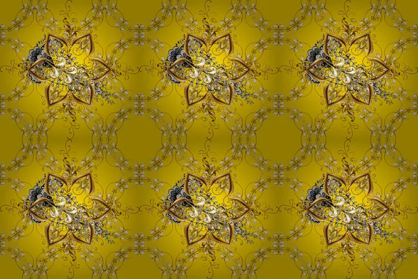 Bezszwowe Tło Damaski Projektowania Tapet Stylu Barokowym Dekoracja Rastrowa Złoty — Zdjęcie stockowe