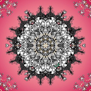 Beyaz, pembe ve gri renklerde zarif bir elementle el çizimi. Vektör illüstrasyonu.