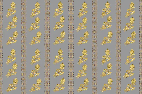 Królewskie Retro Kolorze Żółtym Szarym Brązowym Złoty Wzór Rastrowa Ilustracja — Zdjęcie stockowe