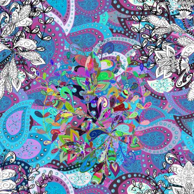 Küçük çiçekteki sevimli çiçek deseni. Güzel kumaş deseni. Güzel karalama çiçekleri olan kusursuz çiçek deseni..