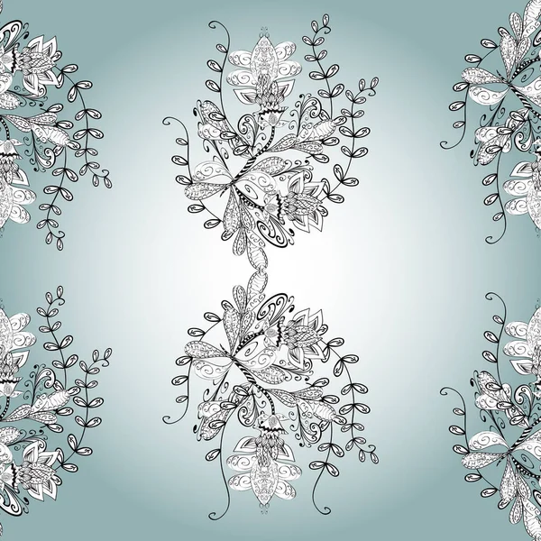 Квітковий Візерунок Каракулі Квітами Ніжна Весняна Квітка Сірих Білих Нейтральних — стокове фото