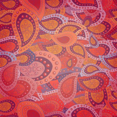 Renkli Yaz Temalı Kusursuz Arkaplan. Vektör illüstrasyonundaki modaya uygun çiçek deseni. Turuncu, kırmızı ve pembe renkli çiçekler. Düz Çiçek Elementleri Tasarımı.