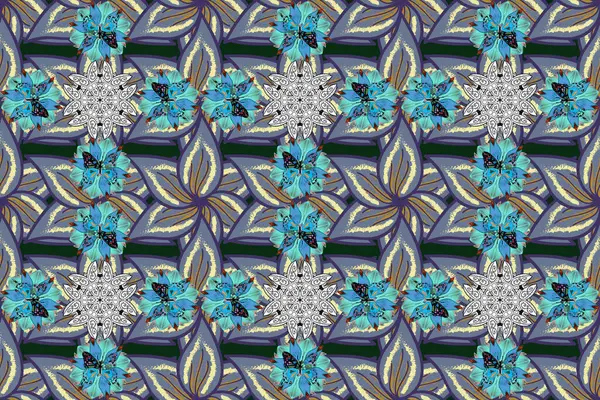 Fiori Colori Beige Blu Viola Stile Acquerello Motivo Floreale Senza — Foto Stock