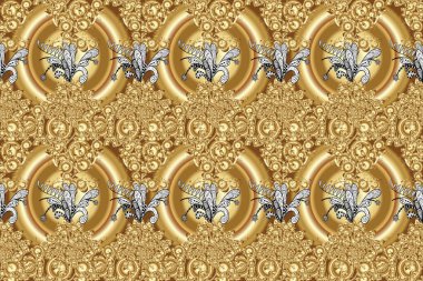 Bahar mevsimi. Tatil havası. Kahverengi, bej ve sarı renkli çiçekler. Raster dikişsiz şirin çiçek deseni. Nazik romantik baskı.