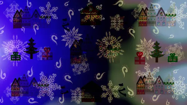 마법의 언덕에 크리스마스 보라색과 파란색 색상의 크리스마스에 놀라운 래스터 비정상적인 — 스톡 사진