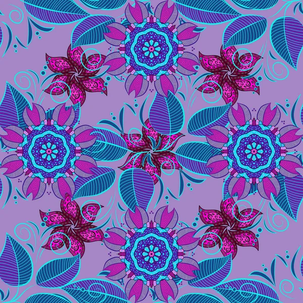 Piękny Wzór Tkaniny Akwarela Kwiatowy Wzór Delikatne Kwiaty Fioletowe Niebieskie — Zdjęcie stockowe