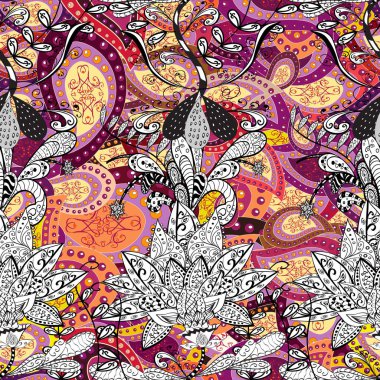 Cute floral elements. Flat Flower Elements Design. Colour Spring Theme seamless pattern Background. Seamless pattern Fashionable fabric pattern.