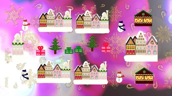 Weihnachtsillustration Auf Neutralen Rosa Und Violetten Farben Frohes Neues Jahr — Stockfoto