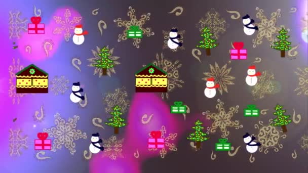 Фон Съемки Движения Красочными Элементами Новогодние Кадры — стоковое видео
