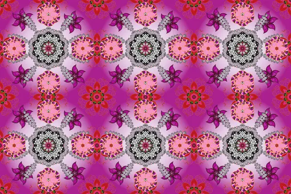 Квіти Фіолетових Нейтральних Помаранчевих Кольорах Акварельному Стилі Безшовний Квітковий Візерунок — стокове фото