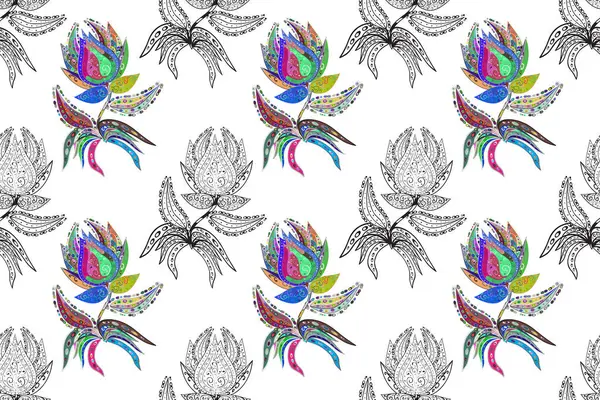 Einfaches Niedliches Muster Kleinen Blüten Raster Illustration Floraler Nahtloser Hintergrund — Stockfoto