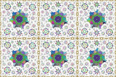 Raster. Colour Spring Theme seamless pattern Background. Flat Flower Elements Design.