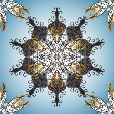 Maviye, griye ve nötr renklere çizilmiş zendogru elin renkli mandala vektör çemberi.