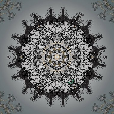 İslam, Arapça, Hintçe, Türkçe, Pakistanca, Çince, sedirce motifleri. Renkli Mandalalar gri, nötr ve beyaz renklerde. Vintage vektör dekoratif elementler. Doğulu desen.