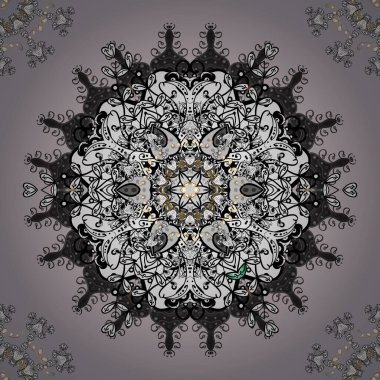 Dekoratif vektör dekoratif renkli mandala simgesi kart için izole edilmiş, gri beyaz renkte renkli Mandala. Davetiye kartı, hatıra defteri, afiş, kartpostal, dövme, yoga, boho, sihir, halı veya dantel için.