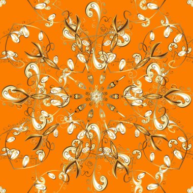 Barok tarzında kusursuz bir doğulu süsü. Geleneksel klasik altın pürüzsüz desen. Kahverengi, turuncu ve bej renklerde altın elementler.