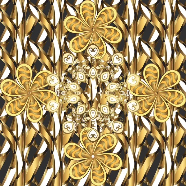 Golden Elements Oriental Style Arabesques Seamless Golden Textured Curls Golden — Stock Photo, Image