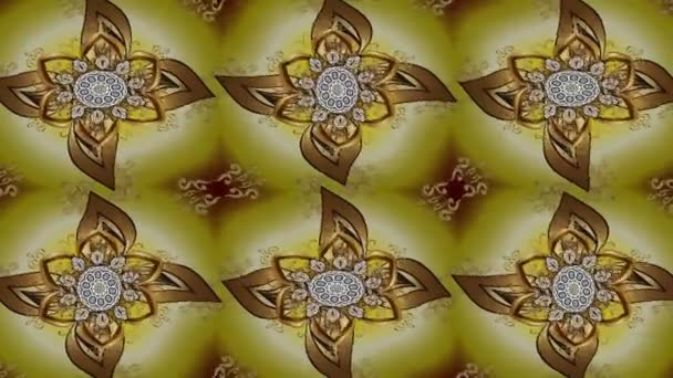 Materiał Filmowy Kolorowymi Elementami Kwiaty Klasyka Styl Flagi Złoto Złoto — Wideo stockowe