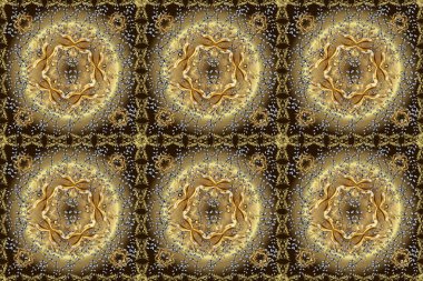 Çiçek deseni. Raster illüstrasyonu. Kahverengi, bej ve nötr renklerde bir resim. Gösterişli süs bahçesi. Çiçeksiz arka plan. Çizim, karalama, karalama. Sonsuz.