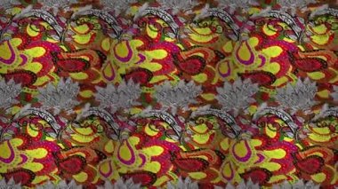 Renkli unsurlarla hareketli arka plan görüntüleri. Çiçekler. Eski model. Bayrak tarzı. Video kaydı. Şablon.