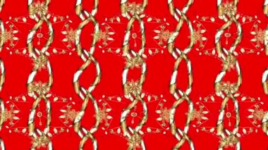 Renkli unsurlarla hareketli arka plan görüntüleri. Çiçekler. Eski model. Bayrak tarzı. Altın, altın. Video kaydı. Şablon.