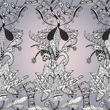 Düz Çiçek Elementleri Tasarımı. Renkli Bahar Teması Kusursuz Arkaplan.