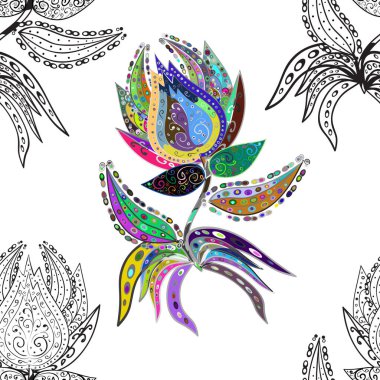 Güzel parlak kaba kumaş, tuval. Bukleler, parlak oyma dokuma. Çiçek çelenk. Desen, kesintisiz, çiçek sınır. Vintage eski arka plan. Vektör çizim.