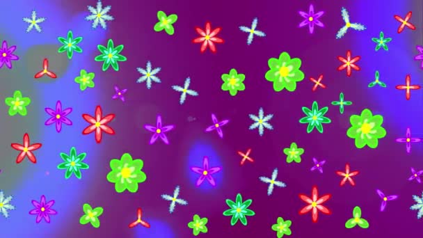 Rörelsematerial Bakgrund Med Färgglada Element Blommor Vintage Flaggstil Videon Mall — Stockvideo