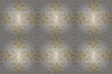 Geleneksel oryantasyon süsü. Kusursuz klasik raster grisi, bej, nötr ve altın desenli. Klasik vintage arkaplan.