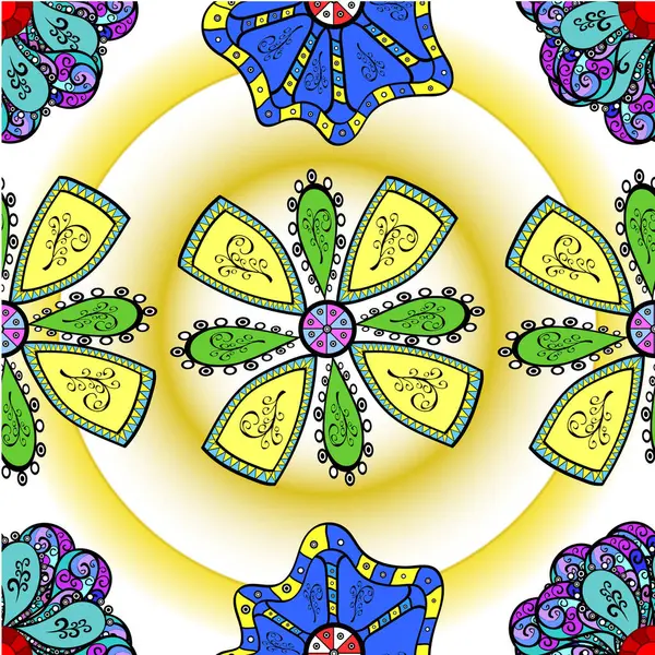 Pretty vintage feedsack pattern in small blue, yellow flowers. Millefleurs. Floral sweet seamless background for textile, fabric, covers, wallpapers, print, wrap, scrapbooking, quilting, decoupage.